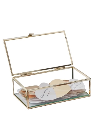 Ginger Ray GO-114 Gold Wedding Libro de Visitas en Caja de Cristal