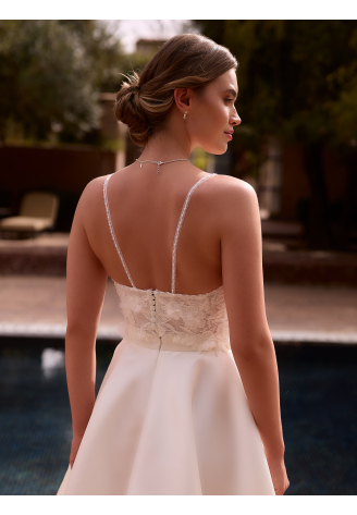 Bianco Evento E507 – Corsé de novia en tul y encaje, marfil