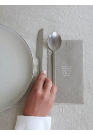 Leeff 18766 Servilletas — enjoy this moment, tomorrow is so far away — Taupe