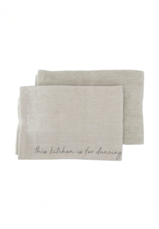 Leeff 18785 Set paños de cocina Karin – 'This kitchen is for dancing' Natural ()