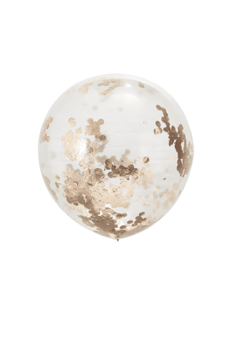 Ginger Ray BB-311 Beautiful Botanics 3 Globos Confetti Rosa Dorado