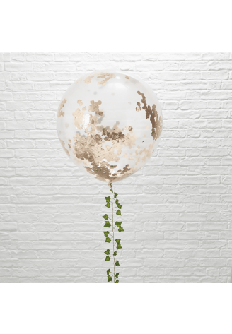 Ginger Ray BB-311 Beautiful Botanics 3 Globos Confetti Rosa Dorado ()
