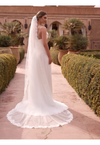 Bianco Evento S535 – Velo de novia en tul marfil, 250 cm ()