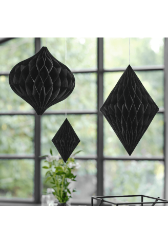 Ginger Ray BW-432 Decoración colgante de papel negro ()