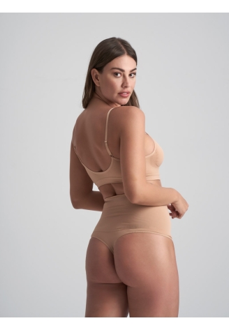 BYE BRA Seamless | Tanga de Cintura Alta Sin Costuras Beige