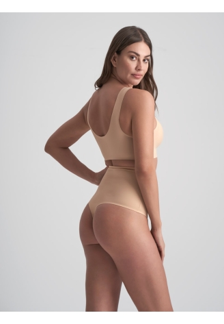 BYE BRA Invisible | Tanga Invisible de Cintura Alta Beige