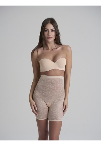 BYE BRA Lacy | Short de Encaje Moldeador de Cintura Alta Beige ()