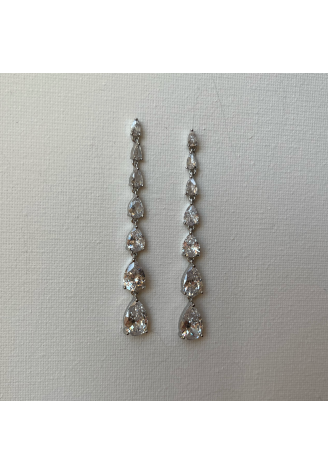 Pendientes Ella plateados — Sally Jane Bridal