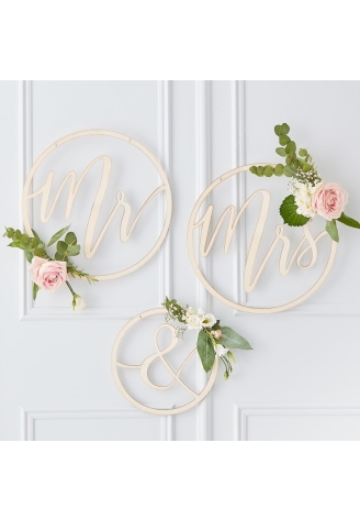 Ginger Ray GO-101 dorado | Sr. y Sra. Decoración de aro de madera ()