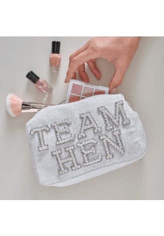 Ginger Ray HEN-122 Bolsa de maquillaje Team Hen perlas blancas ()