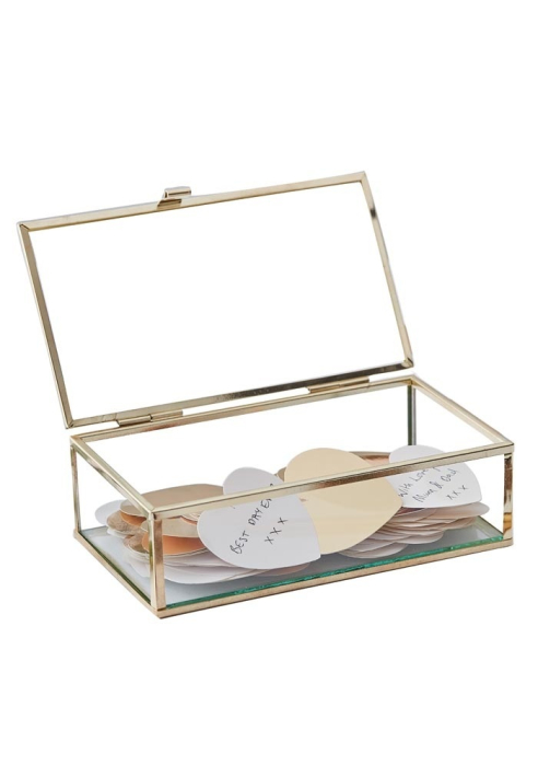 Ginger Ray GO-114 Gold Wedding Libro de Visitas en Caja de Cristal