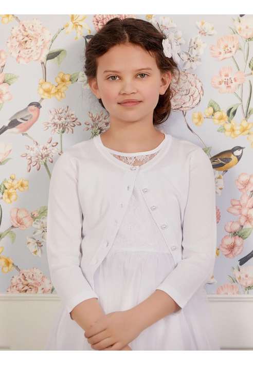 LILLY 09-783-WH Cárdigan de punto fino blanco