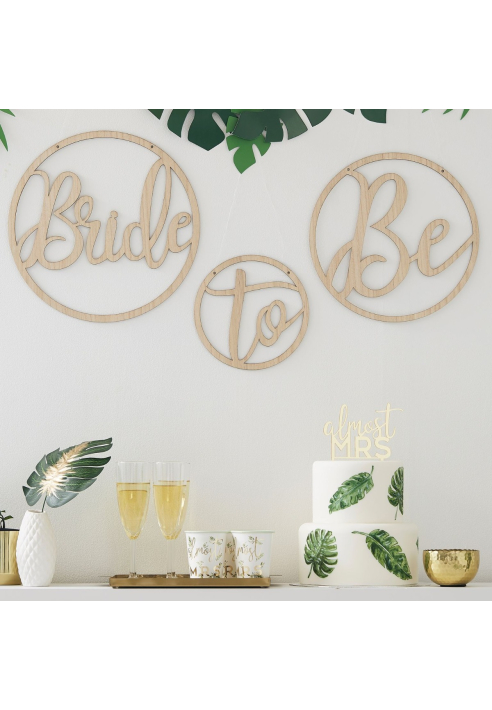 Ginger Ray BS-407 Hen Botanical- Aros de Madera para decoración "Bride To Be"