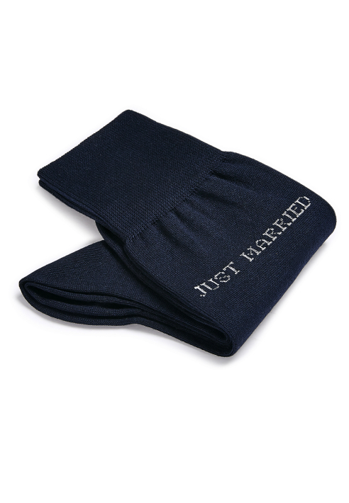 Carlo Lanza Just Married Calcetines de algodón azul oscuro