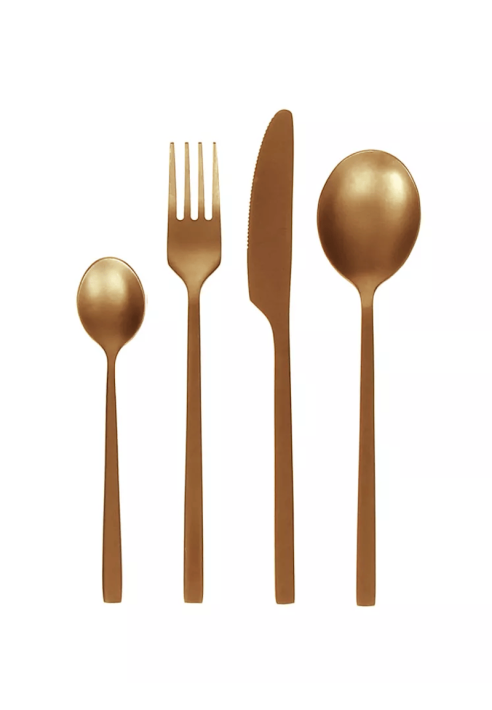 POMAX – OSAWA – Juego de cubiertos 16 piezas 18/10 – Acero inoxidable – Cobre ()
