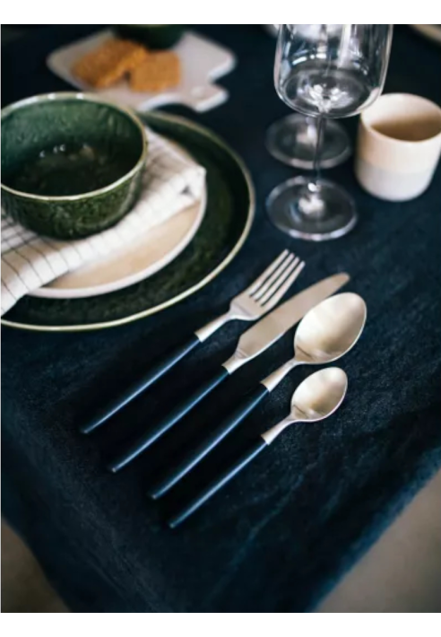 Pomax RENOIR – Juego de cubiertos 16 piezas 18/10 – Acero inoxidable – Negro