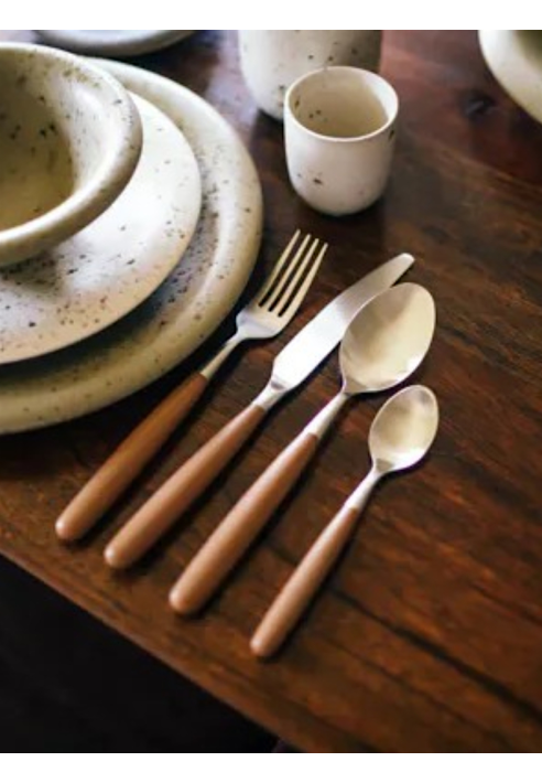 Pomax RENOIR – Juego de cubiertos 16 piezas 18/10 – Acero inoxidable – Marrón