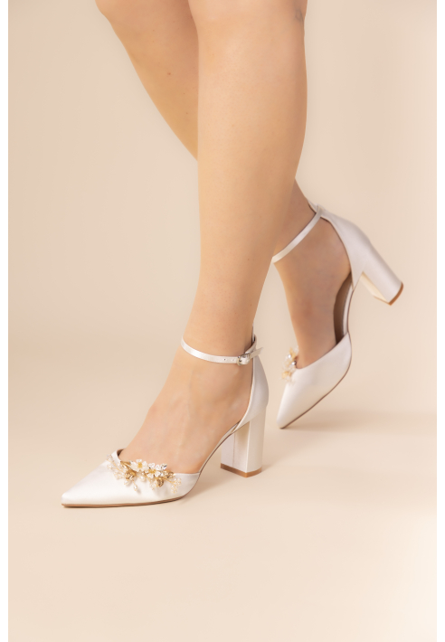 The Perfect Bridal Company Jamun Flor oro y marfil clip para zapatos