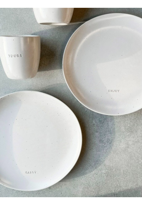 Leeff 18406 Plato Tasty y Enjoy — conjunto de 2, blanco roto