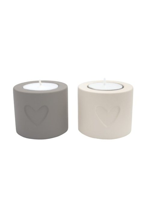 Leeff 18755 Hilde — Porta-velas corazón, set of 2 gris ()