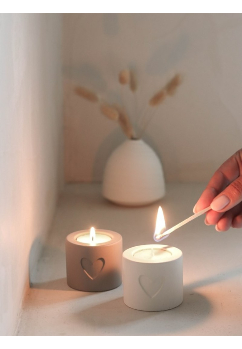 Leeff 18755 Hilde — Porta-velas corazón, set of 2 gris