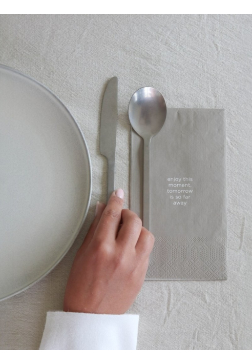 Leeff 18766 Servilletas — enjoy this moment, tomorrow is so far away — Taupe