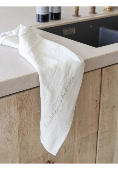 Leeff 18785 Set paños de cocina Karin – 'This kitchen is for dancing' Natural