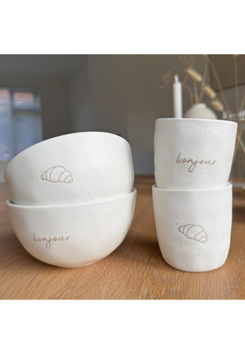 Leeff Tazas Croissant Bonjour, juego de 2 ()