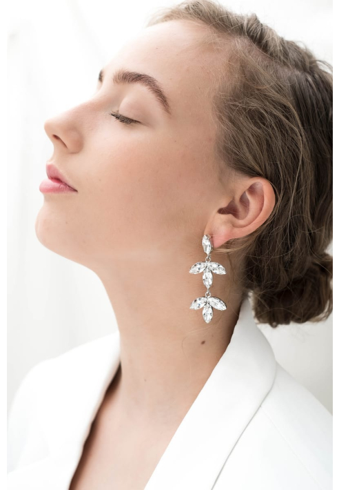 Abrazi Notch Swarovski Pendientes Plata