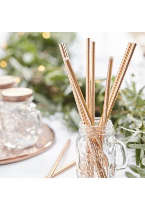 Ginger Ray BB-300 Pajitas rosa dorado ()