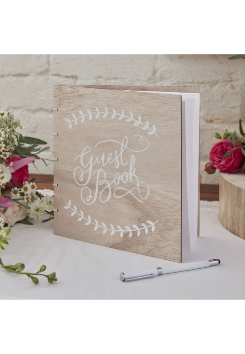 Ginger Ray BH-744 Libro de invitados de boda de madera ()