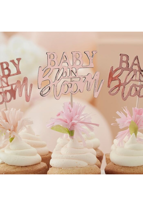 Ginger Ray BL-108 Floral - Adornos para Cupcakes de Baby Shower ()