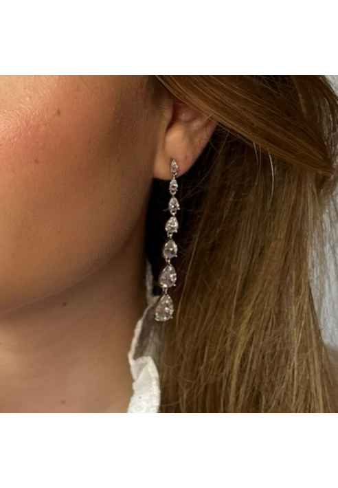 Pendientes Ella plateados — Sally Jane Bridal ()