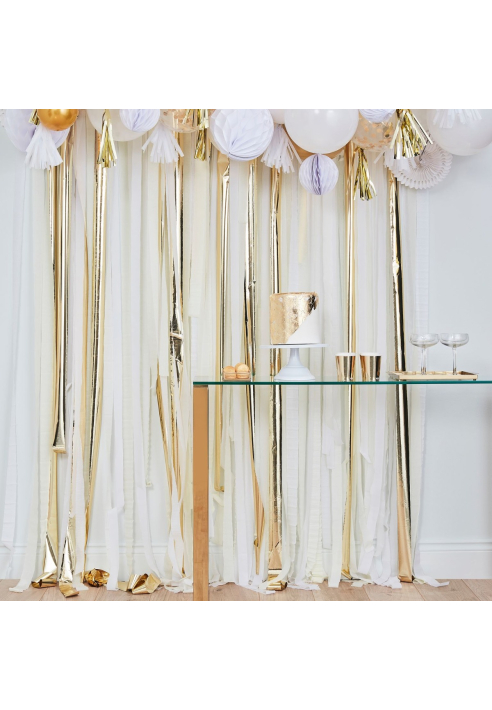 Ginger Ray MIX-188 Mix it Up - Telón de fondo de serpentinas metálicas doradas