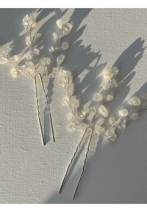 Sally Jane Bridal Lotis Horquillas Plata Transparente