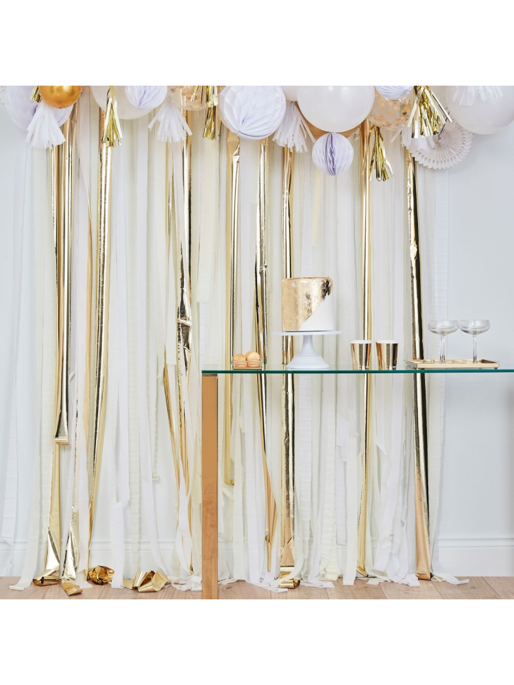 Ginger Ray MIX-188 Mix it Up - Telón de fondo de serpentinas metálicas doradas main product photo