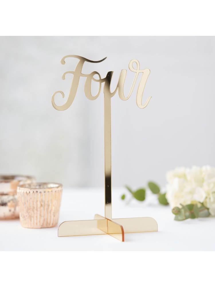 Ginger Ray GO-116 Gold Wedding Numeros de Mesa Acrilico Dorado main product photo