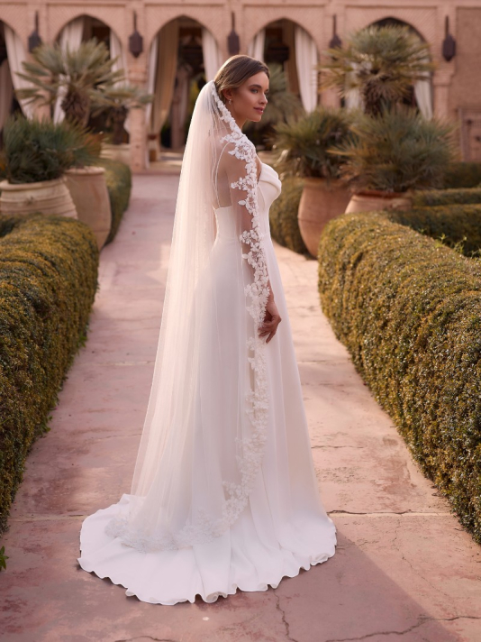 Bianco Evento S534 – Velo de novia en tul marfil, 170 cm main product photo
