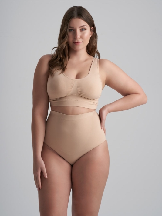 BYE BRA Soft Touch | Bragas de Cintura Alta Beige main product photo