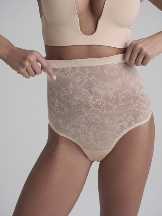 BYE BRA Tanga moldeador de cintura alta Beige main product photo